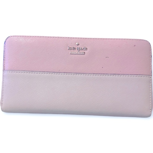kate spade two toned color block leather long zipper wallet - Picture 1 of 9